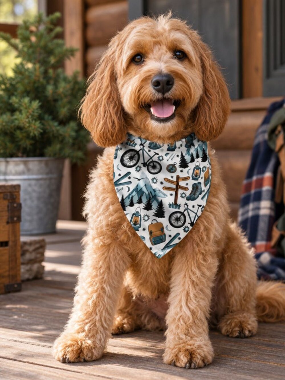 GRIFFY & DRAKE Outdoor Adventure Dog Bandana Bib Medium Blue